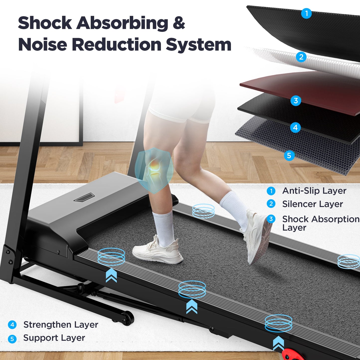 3.0HP Portable Foldable Treadmill w/ 300LBS Weight Capacity for Home & Office, Inclined Treadmill w/ Smart APP Control, 64+7 Program, HiFi Speakers, LCD Display, Ideal for Walking and Running