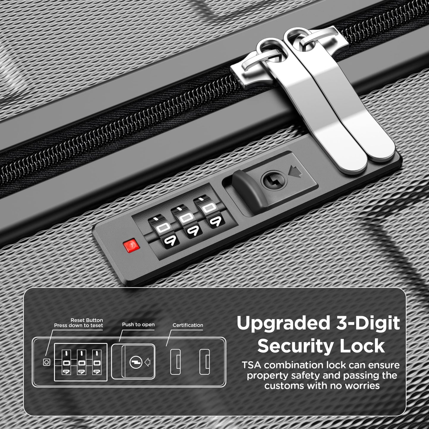 Hardside Luggage 11 Pcs Set, Hardshell Suitcases with Spinner Wheels & Lock, 14" Travel Case, 20" Carry-On Luggage, 24" Checked Luggage, 28" Checked Luggage, Black