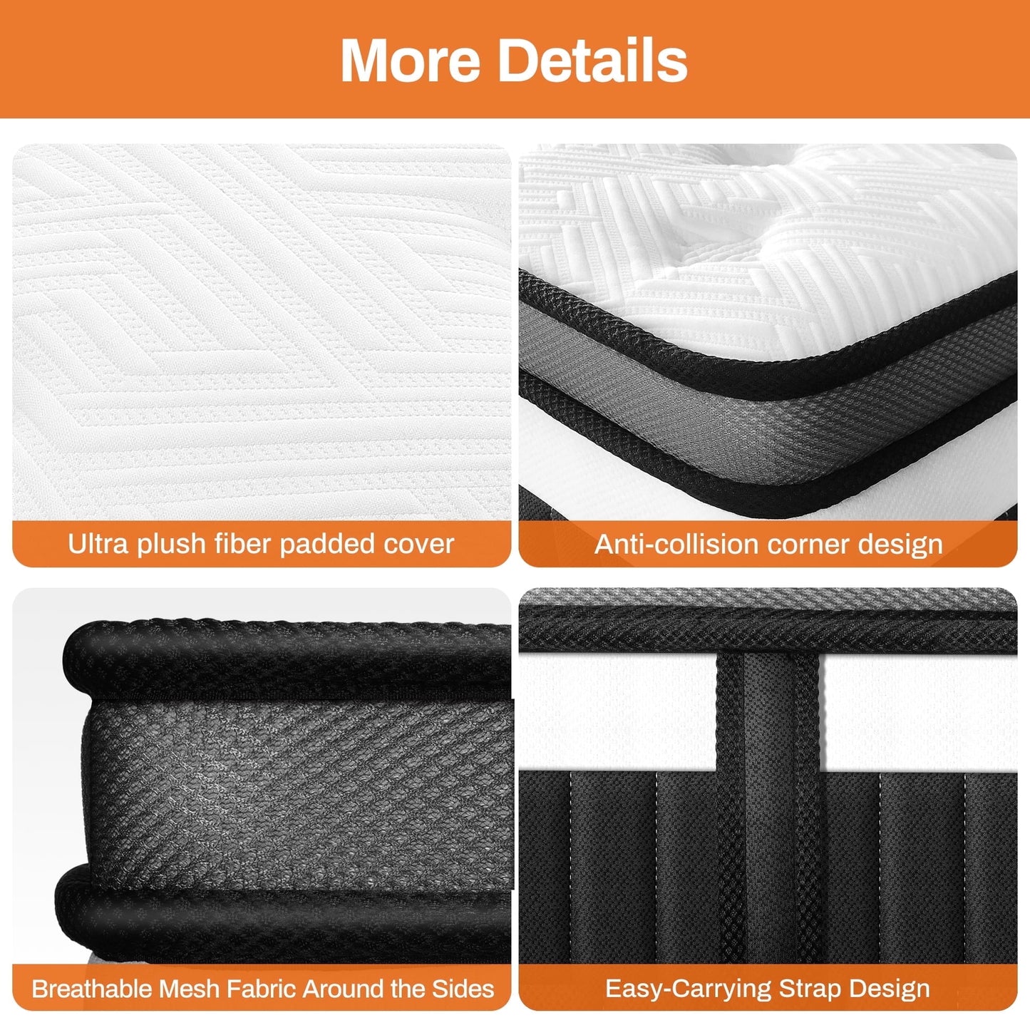 Queen Mattress, 14 Inch Gel Memory Foam Hybrid Mattress in a Box, Cooling & Breathable Design, Zoned Pressure Relief, Medium Firm Feel, CertiPUR-US Certified