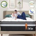 14 Inch Queen Mattress, Gel Memory Foam Hybrid Mattress in a Box, Pocket Spring Support with Motion Isolation & Pressure Relief, Medium Firm, CertiPUR-US