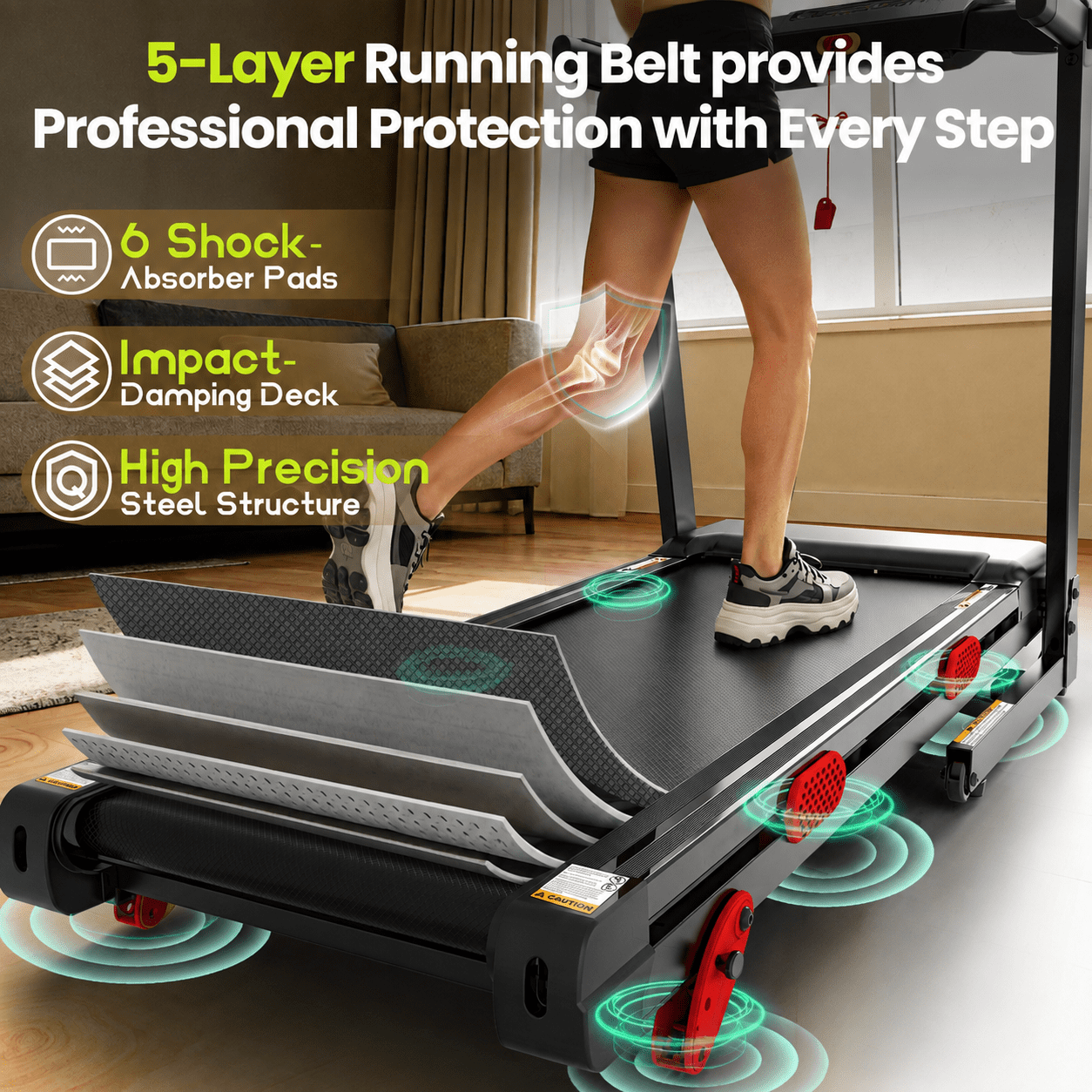 3.65HP 9MPH Treadmill for Home, 330LBS Capacity, Folding Treadmill w/ Incline & 105 Programs, Virtual Run with APP Control, Air damping System, Portable Exercise Equipment for Jogging Walking