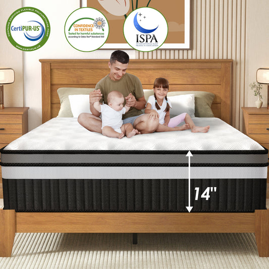 14 in King Size Mattress in a Box, Gel Memory Foam Mattress