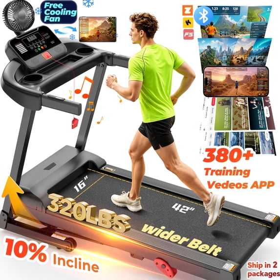 300 lbs Capacity Treadmill for Home, 3.5HP Folding Treadmill w/ 71 Preset Workouts, APP with Free Train Courses, Dual HiFi Speakers, Exercise Equipment for Walking, Jogging, Running