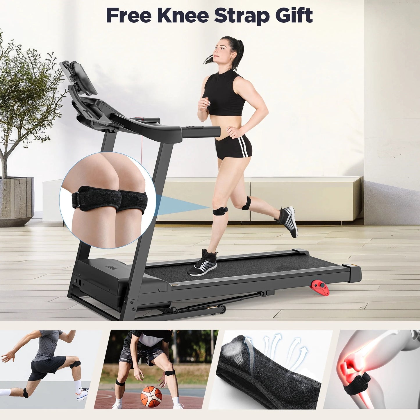 3HP Foldable Incline Treadmill with 300LBS Weight Capacity, 71 Preset Programs, APP Control, 7.5MPH Portable Treadmill, Walking Machine for Home Jogging Walking