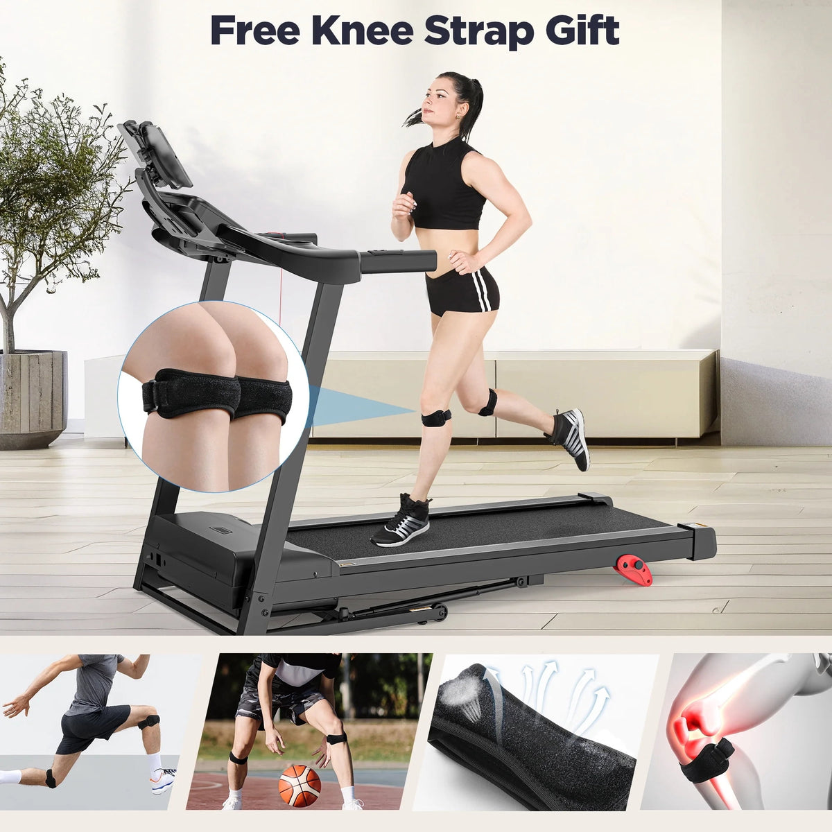 3HP Foldable Incline Treadmill with 300LBS Weight Capacity, 71 Preset Programs, APP Control, 7.5MPH Portable Treadmill, Walking Machine for Home Jogging Walking
