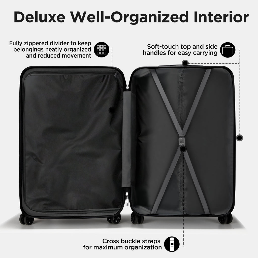 Hardside Luggage 11 Pcs Set, Hardshell Suitcases with Spinner Wheels & Lock, 14" Travel Case, 20" Carry-On Luggage, 24" Checked Luggage, 28" Checked Luggage, Black