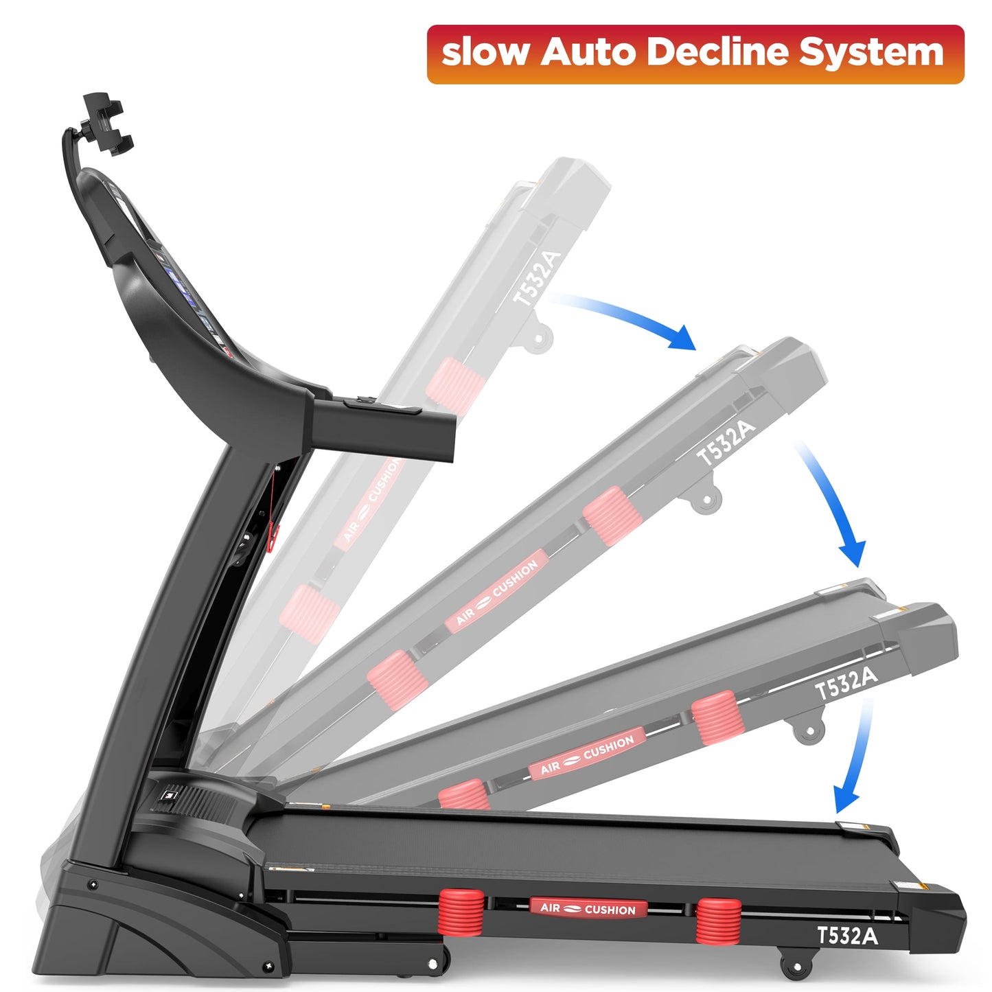 Portable Folding Treadmill for Home Office with 15°Auto Incline, 300lbs Capacity, 10MPH Fast Speed, 64+3+3+1 Programs, APP Enabled, Bluetooth Speakers, Smart Running Walking Machine, 5.0HP