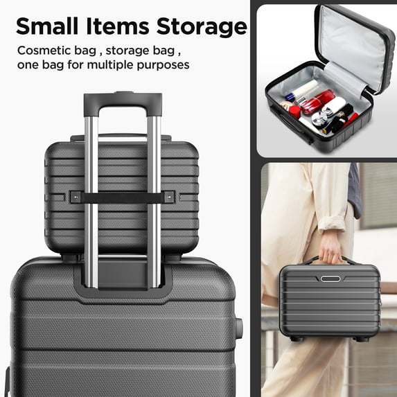 11 Piece Hardside Luggage Suitcase Set with 360° Double Spinner Wheels Integrated TSA-style Lock ABS Hardshell Luggage for Travel Trips Business