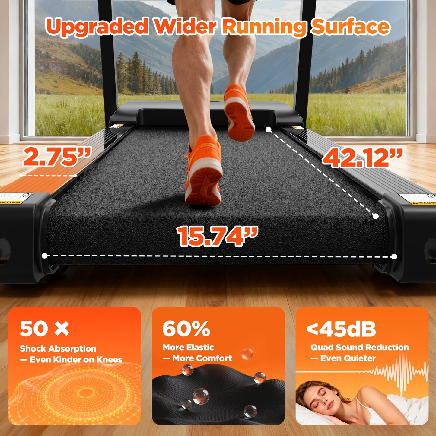Folding Treadmill w/ Incline, 3.5HP Treadmill for Home w/ 330lb Capacity, 71 Programs