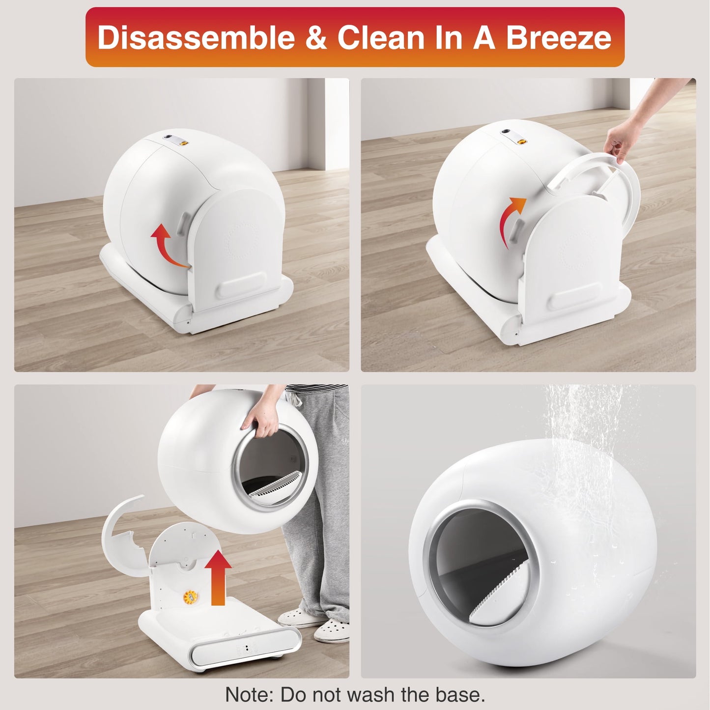 Automatic Cat Litter Box, 110L Self Cleaning Litter Box with APP Control, Odor Removal, Safety Protection, 65L+9L Large Capacity, Litter Box with 2 Liners & Baffle Plate