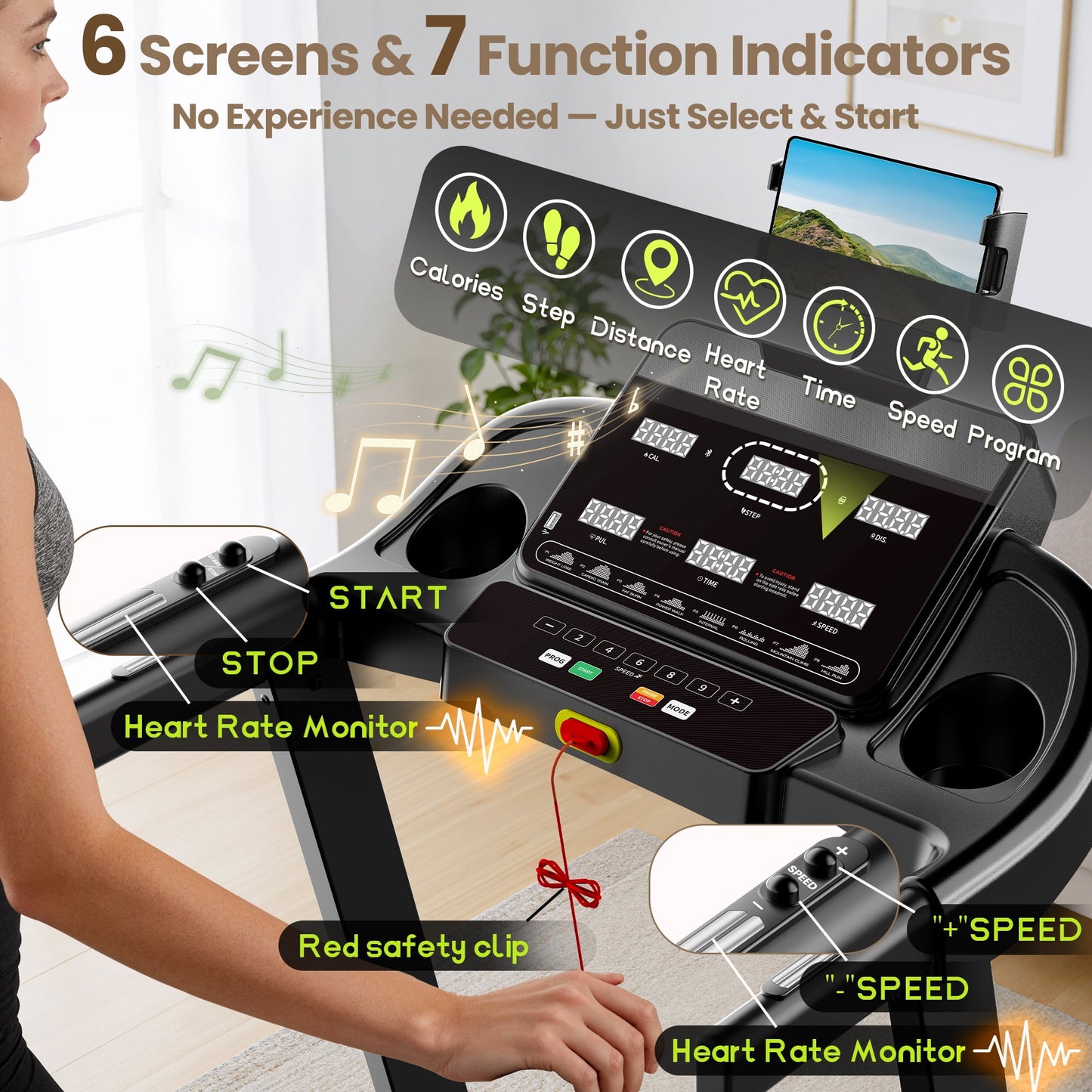 3.75HP Foldable Treadmill w/ Incline 10MPH Max Speed, 320lbs Capacity Portable Treadmill for Home Walking Jogging,105 Programs, Smart APP Control, Shock-Absorbent Wider Belt, Exercise Treadmill