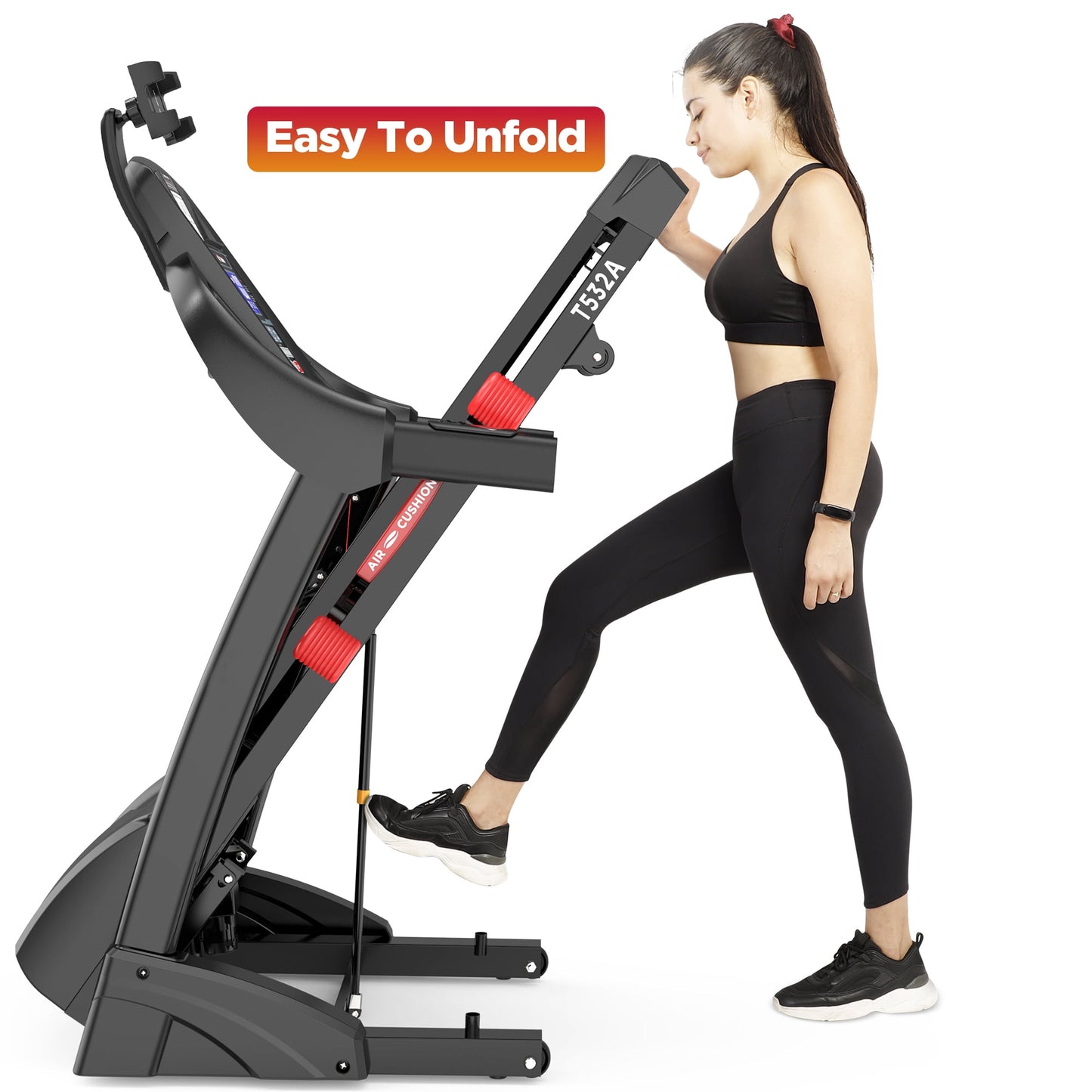 Portable Folding Treadmill for Home Office with 15°Auto Incline, 300lbs Capacity, 10MPH Fast Speed, 64+3+3+1 Programs, APP Enabled, Bluetooth Speakers, Smart Running Walking Machine, 5.0HP