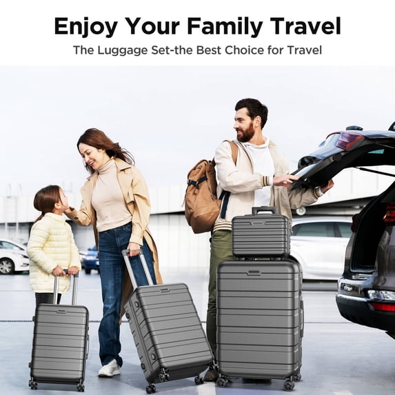 11 Piece Hardside Luggage Suitcase Set with 360° Double Spinner Wheels Integrated TSA-style Lock ABS Hardshell Luggage for Travel Trips Business
