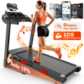 Foldable Treadmill with 15% Auto Incline, 330lb Capacity Treadmill for Home, 3.8HP Quiet Motor up to 9MPH, 105 Programs, Cushioned Running Belt, Smart APP Portable Jogging Walking Treadmill