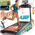 Folding Treadmill w/ 15% Auto Incline, 4.2HP Portable Treadmill 330LB Capacity, 105 Programs Treadmills for Home with APP Control, Bluetooth Speaker, LCD Display, Foldable Jogging Walking Treadmill