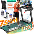 10% Inclined Treadmill w/ 330lb Capacity, 3.75HP Folding Treadmill for Home Walking Running, 64+7 Programs, APP Control, 7.5MPH, HiFi Stereo Speakers, Shock-Absorbing, Knee Strap Gift
