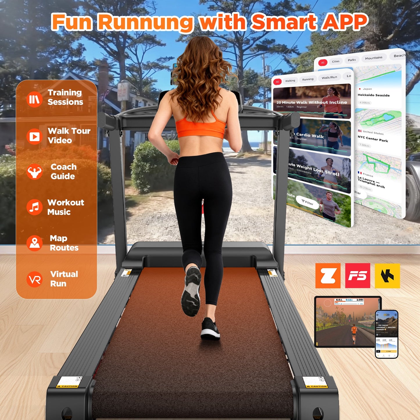 Folding Treadmill w/ Incline, 3.5HP Treadmill for Home w/ 330lb Capacity, 71 Programs