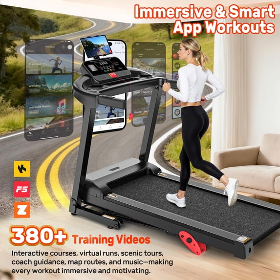 300 lbs Capacity Treadmill for Home, 3.5HP Folding Treadmill w/ 71 Preset Workouts, APP with Free Train Courses, Dual HiFi Speakers, Exercise Equipment for Walking, Jogging, Running