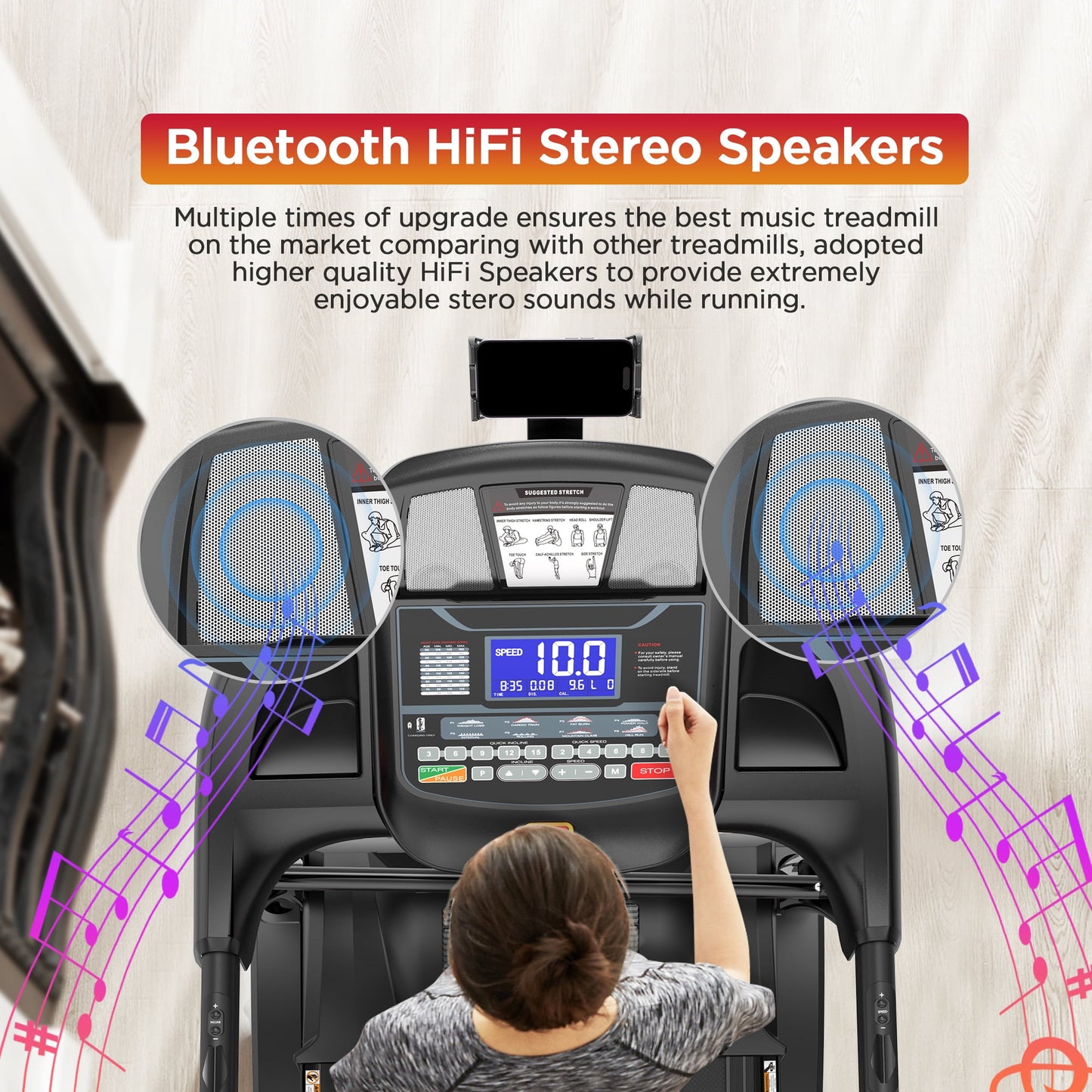 5.0HP 300LB Capacity Treadmill for Home, Foldable Treadmill w/ 15% Auto Incline, Immersive Run w/ Smart APP, 64+7 Workout Programs, 10MPH, Shock-Absorbing Exercise Treadmill for Walking Running