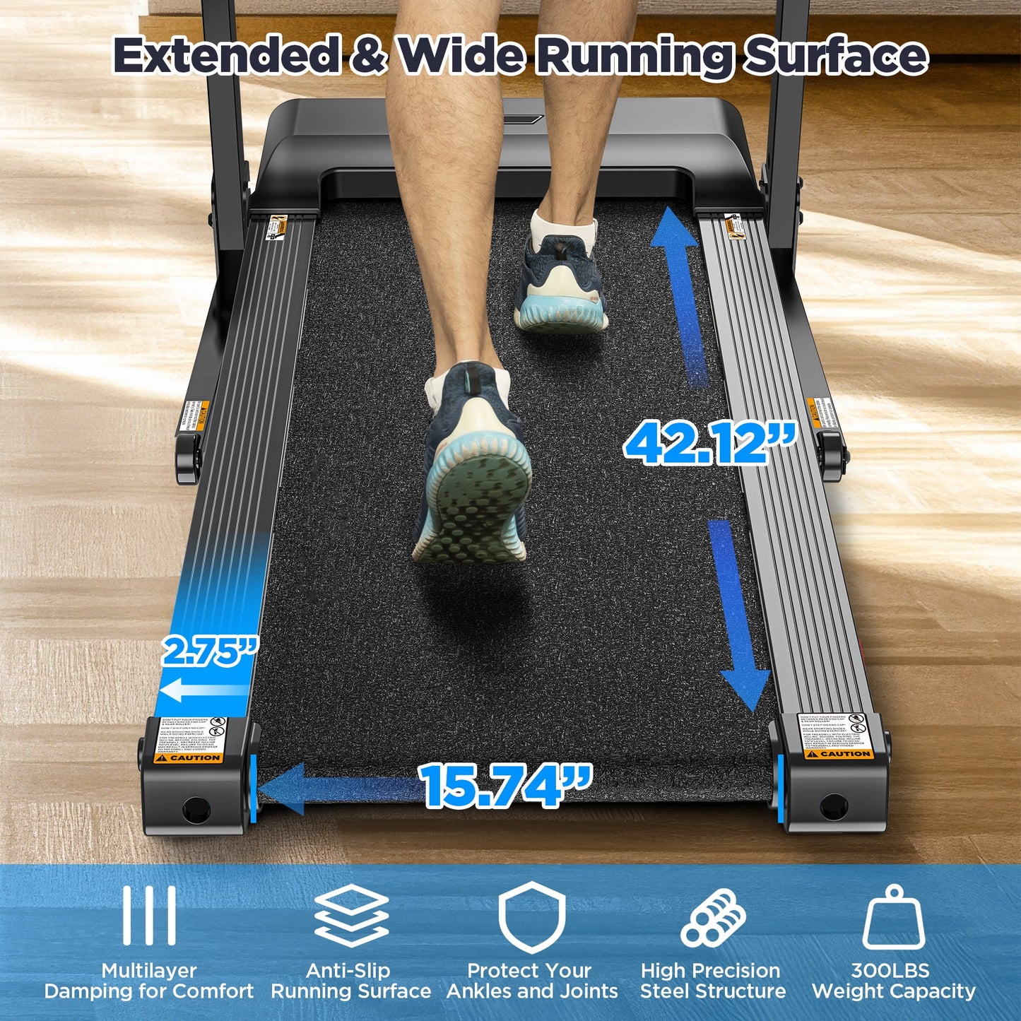 3.0HP Portable Foldable Treadmill w/ 300LBS Weight Capacity for Home & Office, Inclined Treadmill w/ Smart APP Control, 64+7 Program, HiFi Speakers, LCD Display, Ideal for Walking and Running