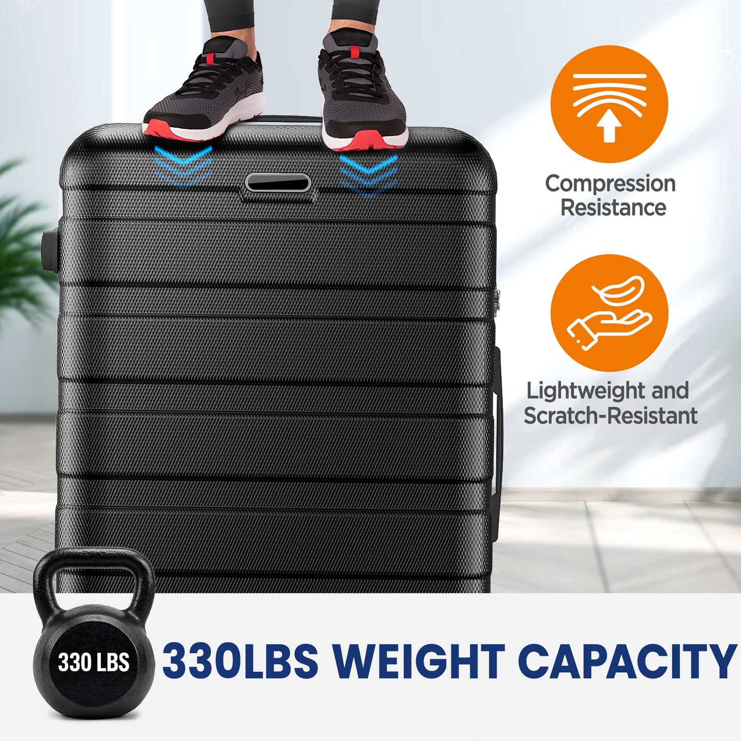 11Pcs Hardshell Luggage Set, Lightweight Suitcases w/ Spinner Wheels, Carry on Luggage, Black