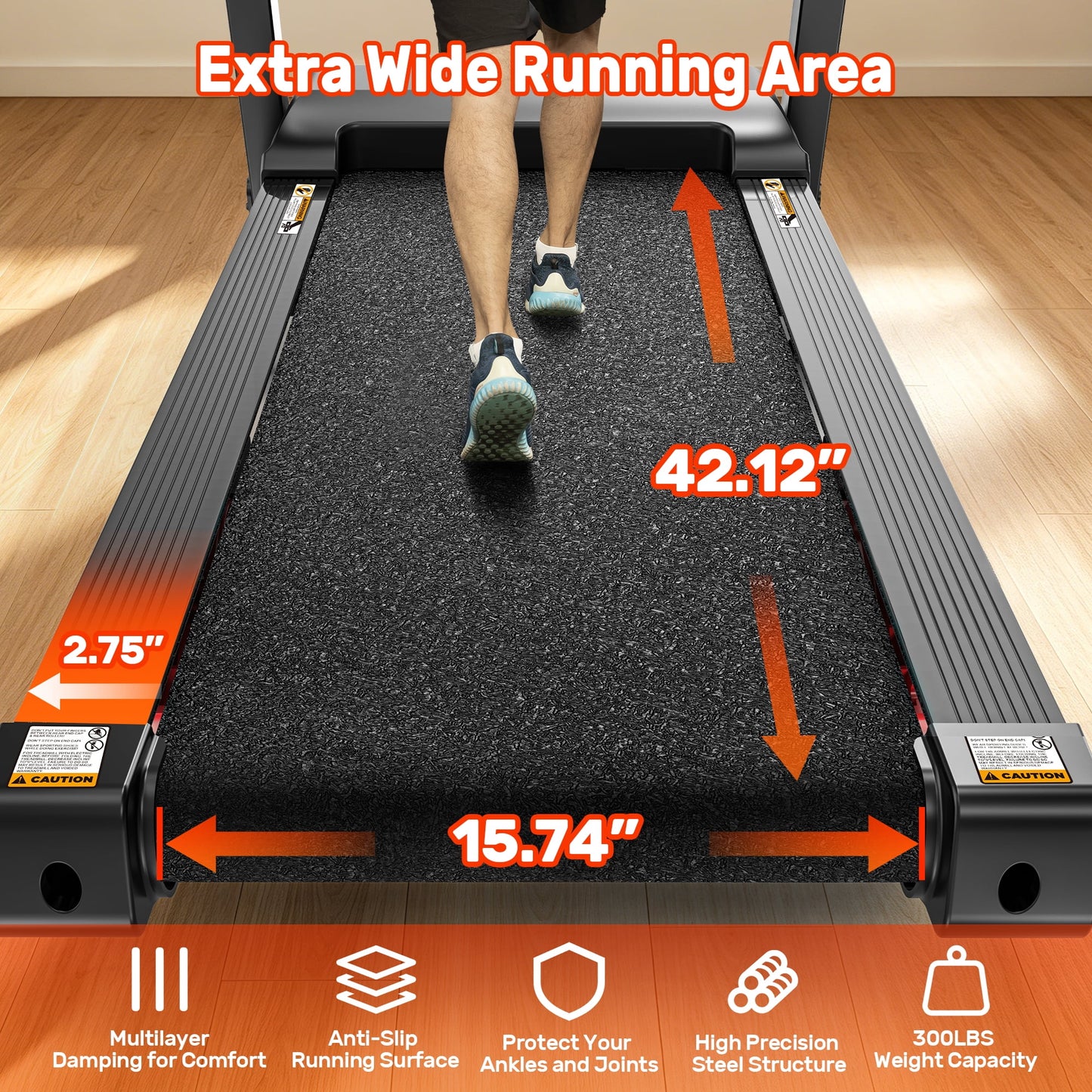 300 lbs Capacity Treadmill for Home, 3.5HP Folding Treadmill w/ 71 Preset Workouts, APP with Free Train Courses, Dual HiFi Speakers, Exercise Equipment for Walking, Jogging, Running