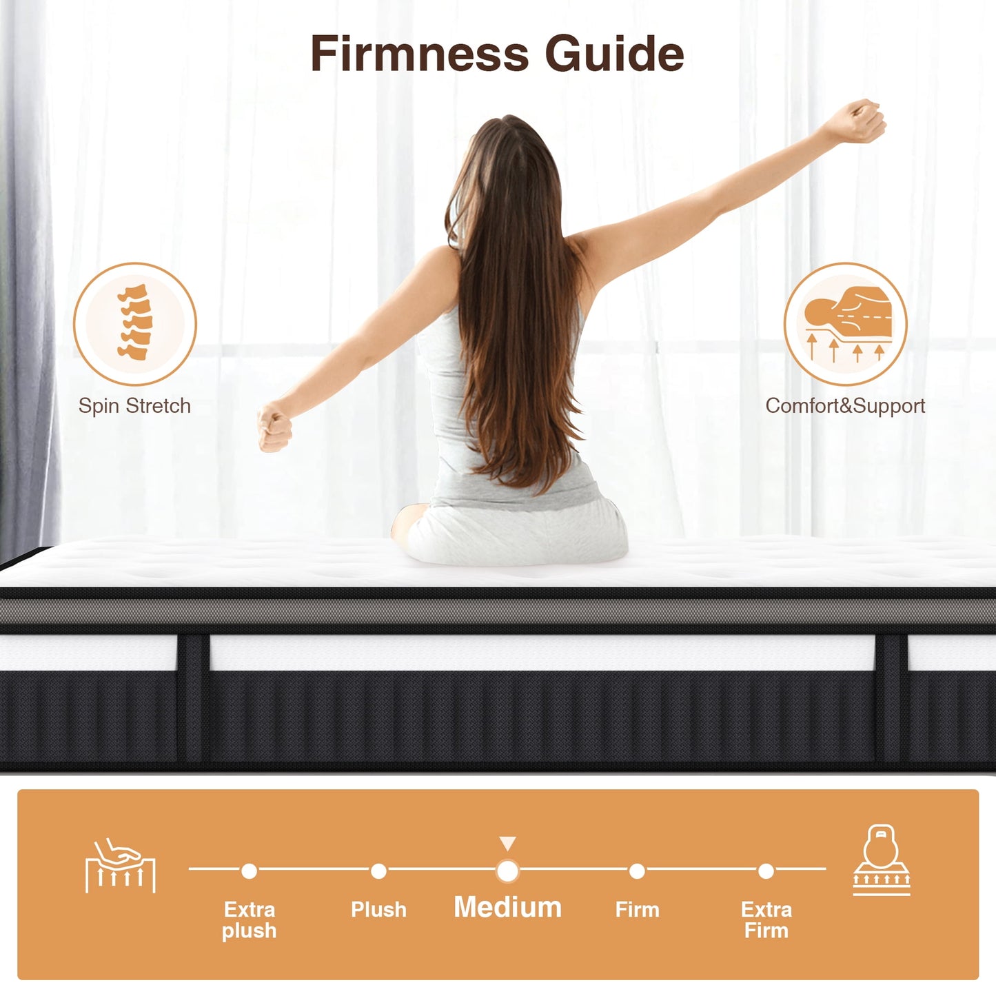 Queen Mattress, 14 Inch Gel Memory Foam Hybrid Mattress in a Box, Cooling & Breathable Design, Zoned Pressure Relief, Medium Firm Feel, CertiPUR-US Certified