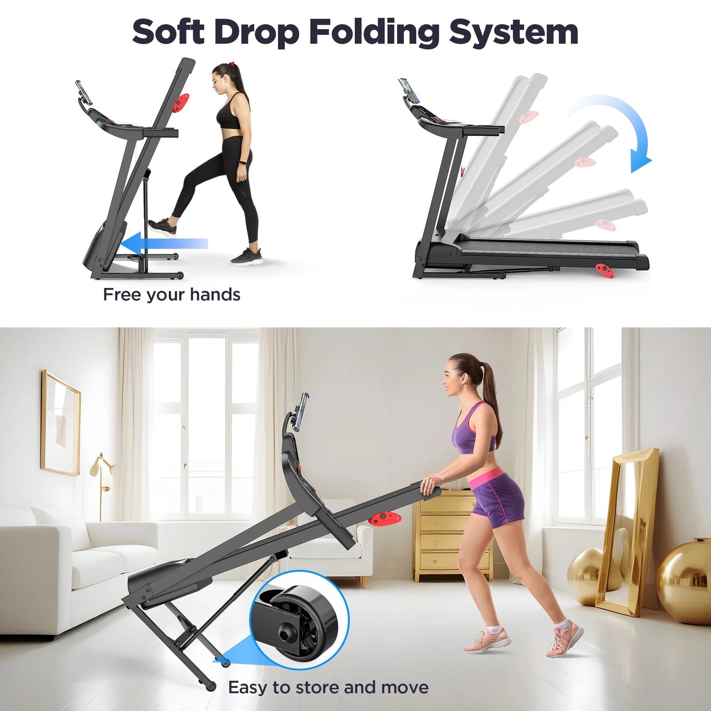 3HP Incline Treadmill w/ 300lb Capacity, Portable Folding Treadmill for Home w/ Bluetooth Dual Speakers, 64+6+1 Programs, Virtual Run w/ Multi APP, Exercise Equipment Treadmill for Walking Jogging