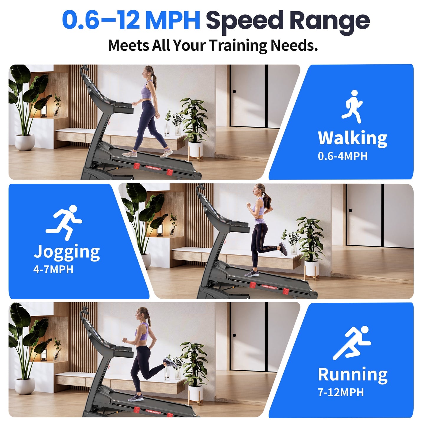 5HP Foldable Treadmill for Home w/ 20% Auto Incline, 400lbs Capacity, 12MPH Portable Treadmill, 64+7 Programs, Personalized Workout with APP, Running Walking treadmill